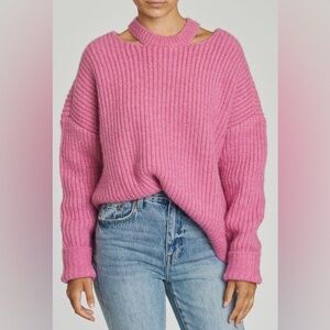 Pistola Eva Aurora Pink Alpaca Wool Blend Crewneck Sweater Cutout Size Small